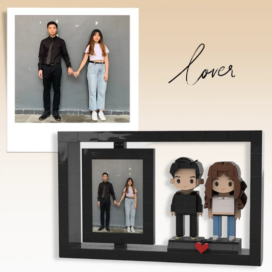 (Lover) Custom Couple Blocks - Black Frame with Border