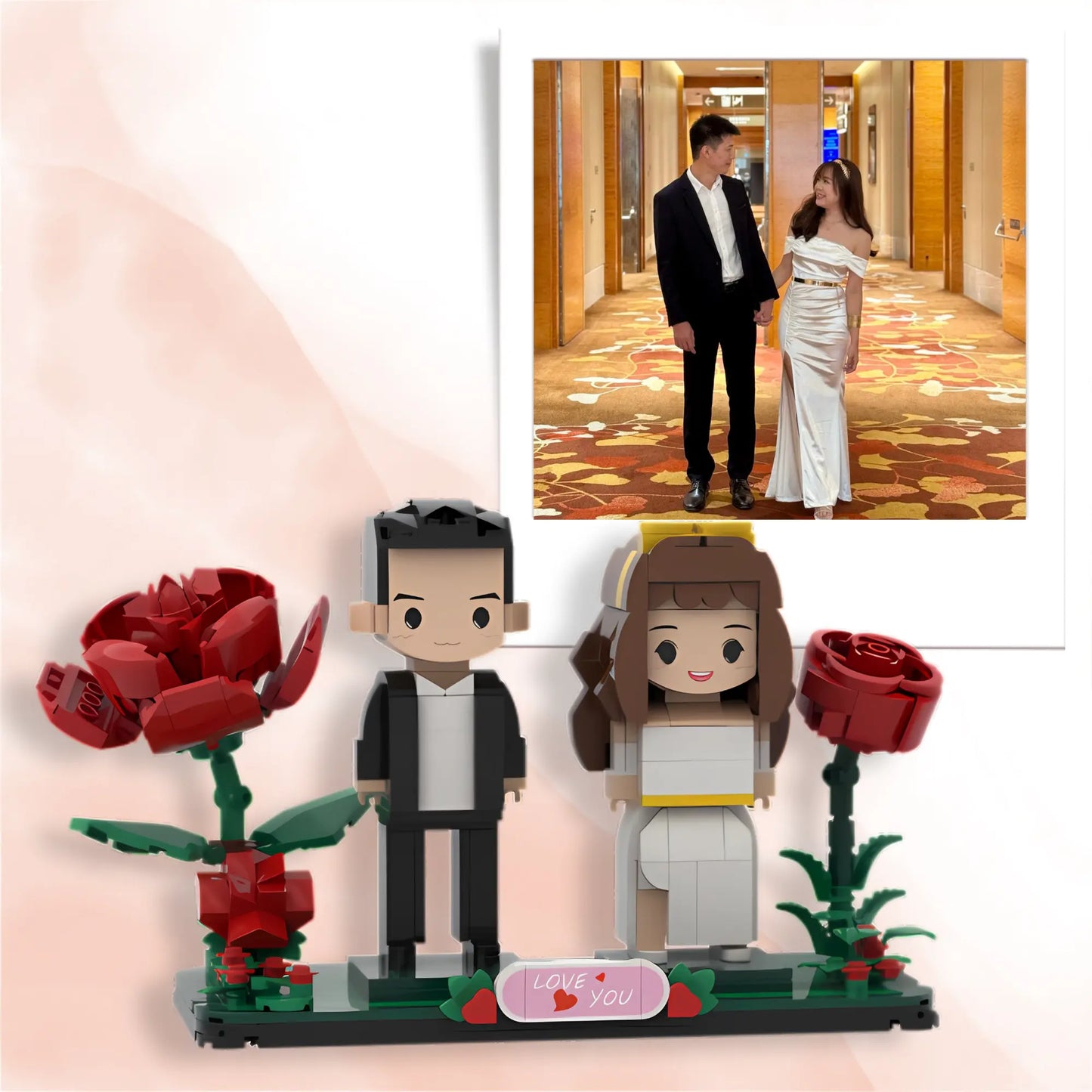 couple mini block with roses