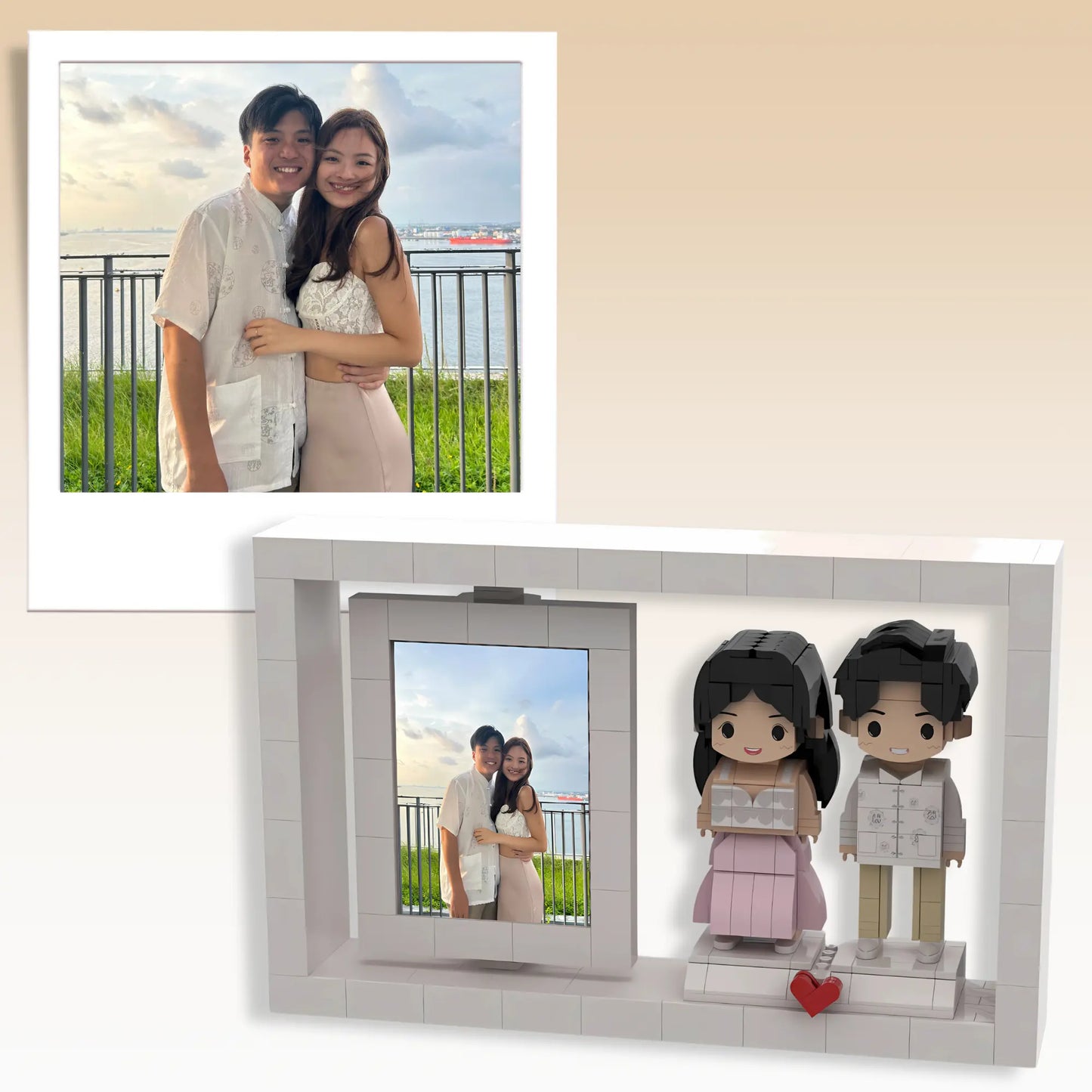 (Lover) Custom Couple Blocks - White Frame with Border