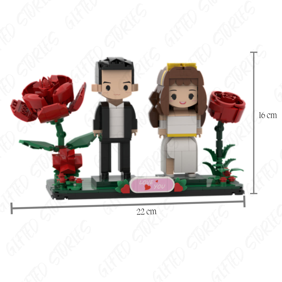 couple roses mini block measurement